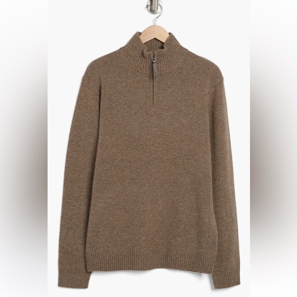 NWT $99 Rodd & Gunn Men's Wool "Jacks Bay knit” Quarter-Zip Sweater L Oatmeal - Picture 3 of 12